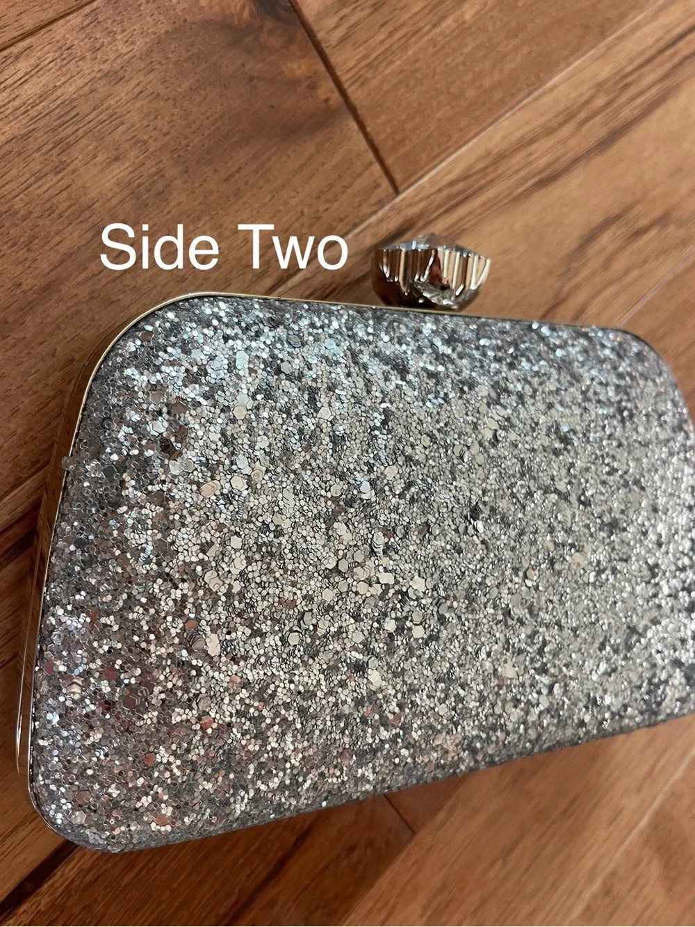 Silver Glitter Rhinestone Crystal Clutch Evening Bag Chain Strap